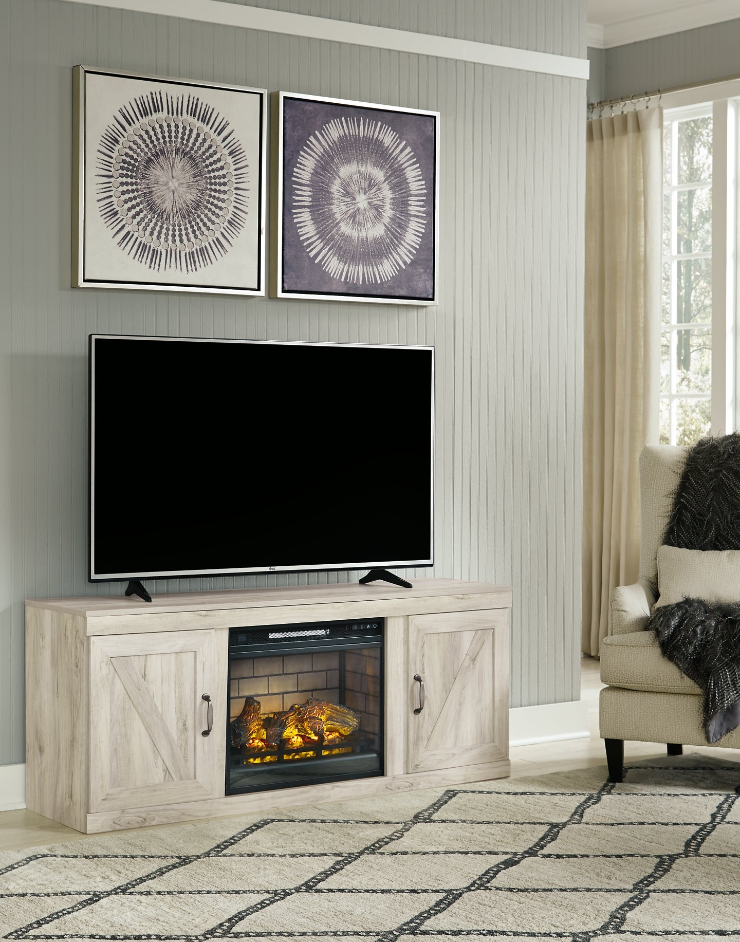 Bellaby TV Stand with Electric Fireplace Milwaukee Furniture of Chicago - Furniture Store in Chicago Serving Humbolt Park, Roscoe Village, Avondale, & Homan Square
