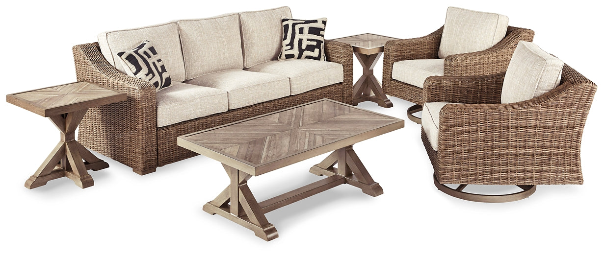 Beachcroft Outdoor Sofa with 2 Lounge Chairs, Coffee Table and End Table Milwaukee Furniture of Chicago - Furniture Store in Chicago Serving Humbolt Park, Roscoe Village, Avondale, & Homan Square