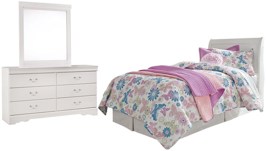 Anarasia Twin Sleigh Headboard with Mirrored Dresser Milwaukee Furniture of Chicago - Furniture Store in Chicago Serving Humbolt Park, Roscoe Village, Avondale, & Homan Square