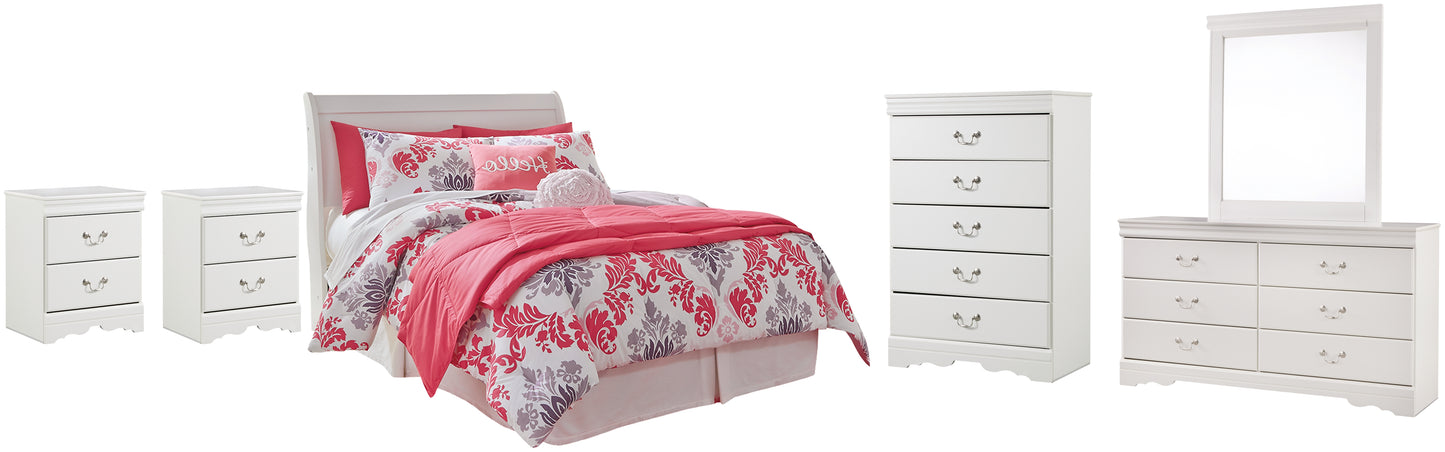 Anarasia Full Sleigh Headboard with Mirrored Dresser, Chest and 2 Nightstands Milwaukee Furniture of Chicago - Furniture Store in Chicago Serving Humbolt Park, Roscoe Village, Avondale, & Homan Square