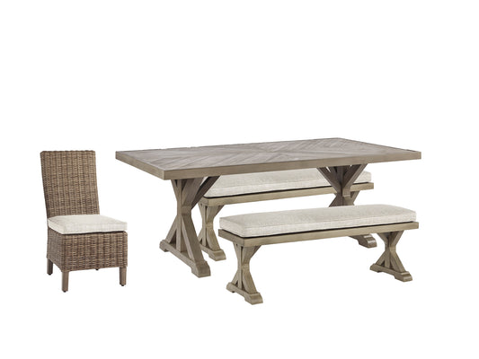 Beachcroft Outdoor Dining Table and 4 Chairs and Bench Milwaukee Furniture of Chicago - Furniture Store in Chicago Serving Humbolt Park, Roscoe Village, Avondale, & Homan Square