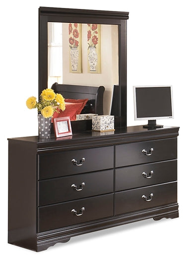 Huey Vineyard Queen Sleigh Headboard with Mirrored Dresser and Chest Milwaukee Furniture of Chicago - Furniture Store in Chicago Serving Humbolt Park, Roscoe Village, Avondale, & Homan Square