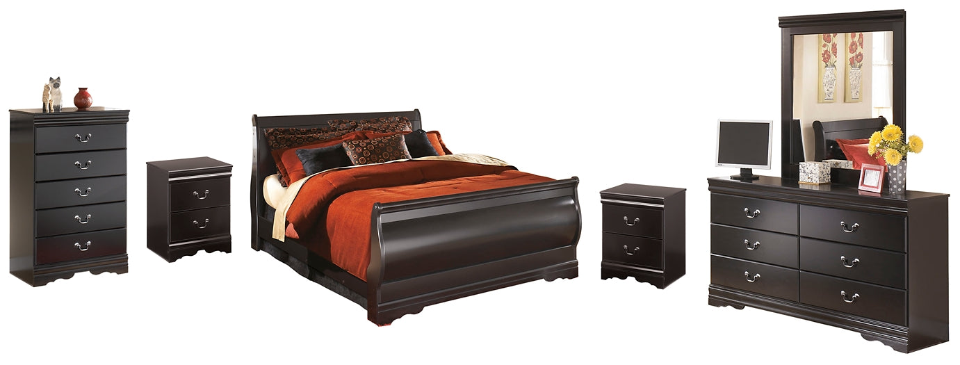 Huey Vineyard Queen Sleigh Bed with Mirrored Dresser, Chest and 2 Nightstands Milwaukee Furniture of Chicago - Furniture Store in Chicago Serving Humbolt Park, Roscoe Village, Avondale, & Homan Square