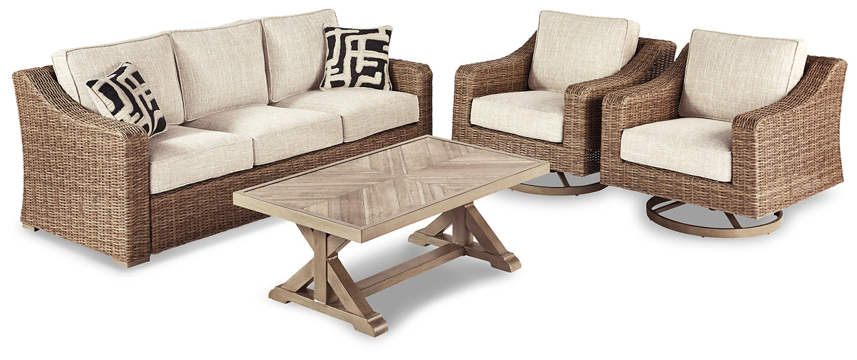 Beachcroft Outdoor Sofa and 2 Chairs with Coffee Table Milwaukee Furniture of Chicago - Furniture Store in Chicago Serving Humbolt Park, Roscoe Village, Avondale, & Homan Square