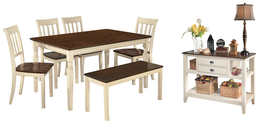 Whitesburg Dining Table and 4 Chairs and Bench with Storage Milwaukee Furniture of Chicago - Furniture Store in Chicago Serving Humbolt Park, Roscoe Village, Avondale, & Homan Square