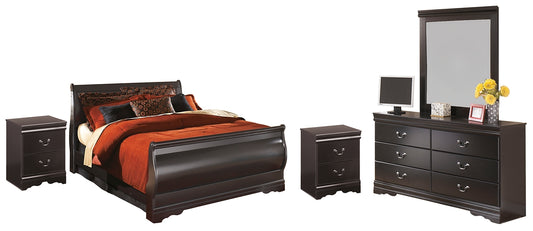 Huey Vineyard Twin Sleigh Bed with Mirrored Dresser and 2 Nightstands Milwaukee Furniture of Chicago - Furniture Store in Chicago Serving Humbolt Park, Roscoe Village, Avondale, & Homan Square