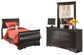 Huey Vineyard Twin Sleigh Bed with Mirrored Dresser Milwaukee Furniture of Chicago - Furniture Store in Chicago Serving Humbolt Park, Roscoe Village, Avondale, & Homan Square