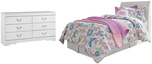 Anarasia Twin Sleigh Headboard with Dresser Milwaukee Furniture of Chicago - Furniture Store in Chicago Serving Humbolt Park, Roscoe Village, Avondale, & Homan Square
