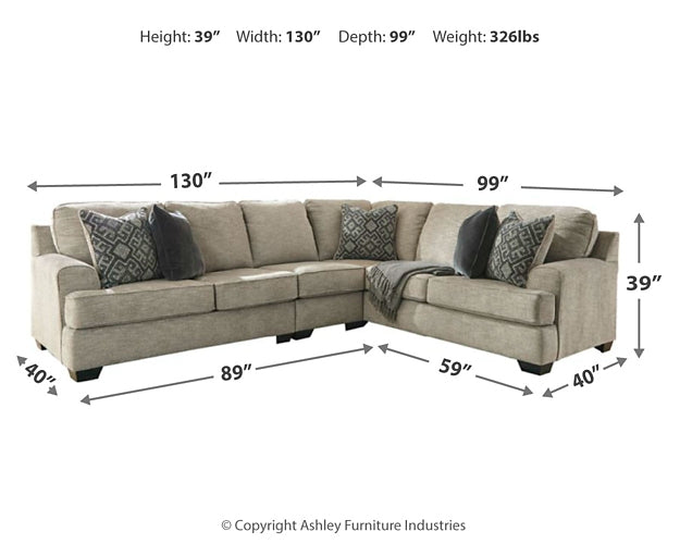 Bovarian 3-Piece Sectional with Ottoman Milwaukee Furniture of Chicago - Furniture Store in Chicago Serving Humbolt Park, Roscoe Village, Avondale, & Homan Square
