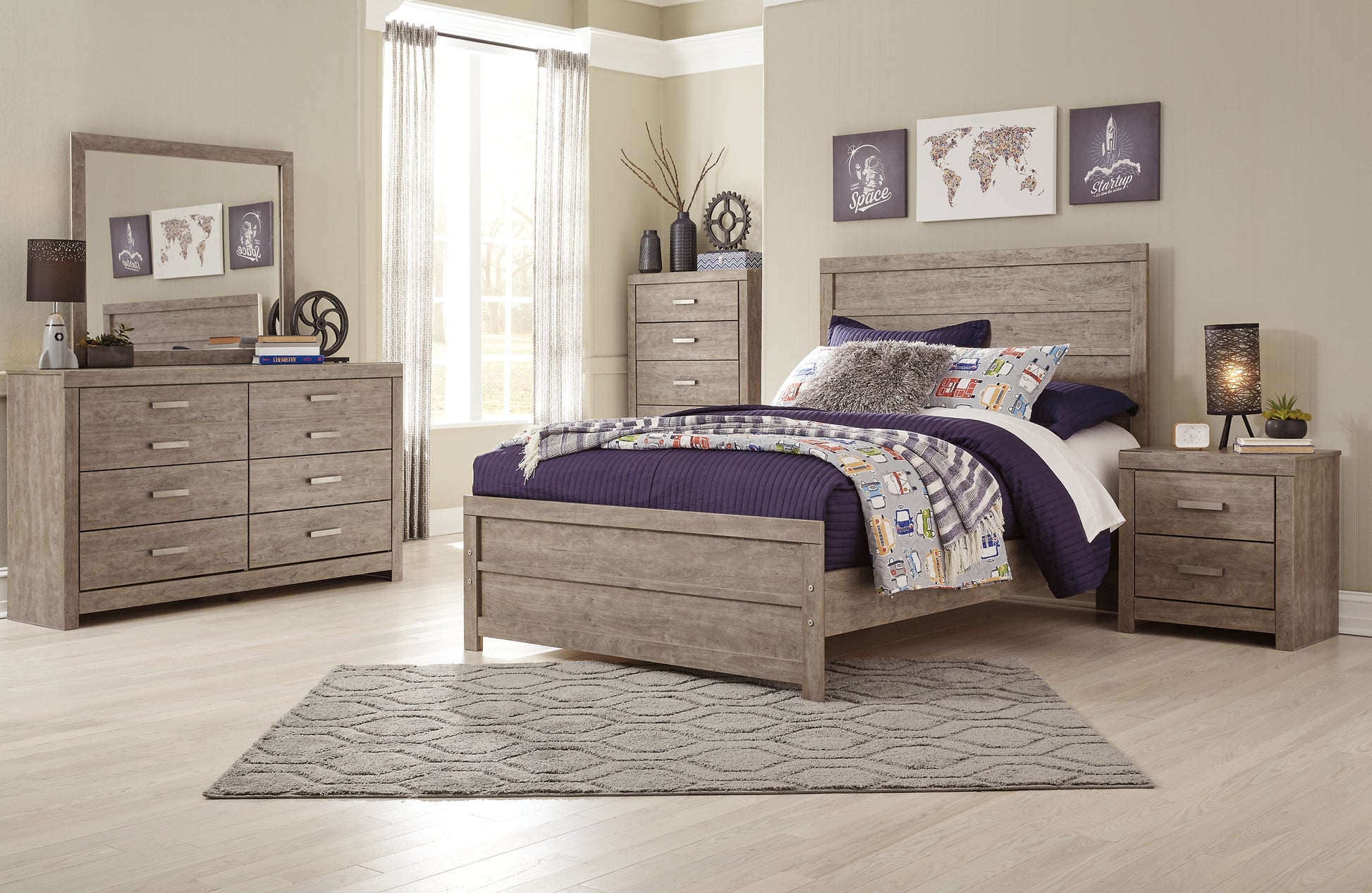Culverbach Full Panel Bed with Mirrored Dresser and Chest Milwaukee Furniture of Chicago - Furniture Store in Chicago Serving Humbolt Park, Roscoe Village, Avondale, & Homan Square