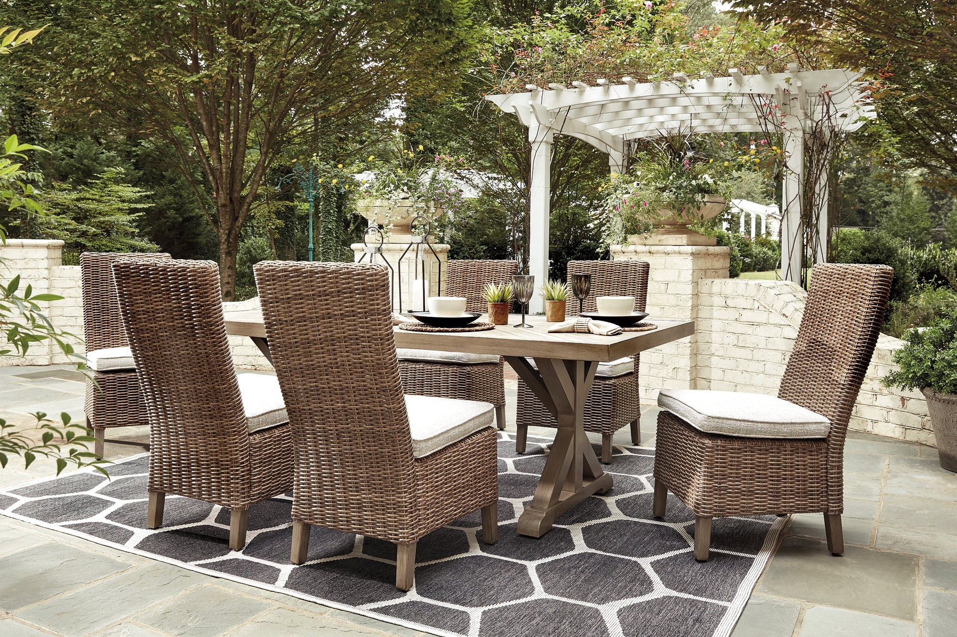 Beachcroft Outdoor Dining Table and 6 Chairs Milwaukee Furniture of Chicago - Furniture Store in Chicago Serving Humbolt Park, Roscoe Village, Avondale, & Homan Square