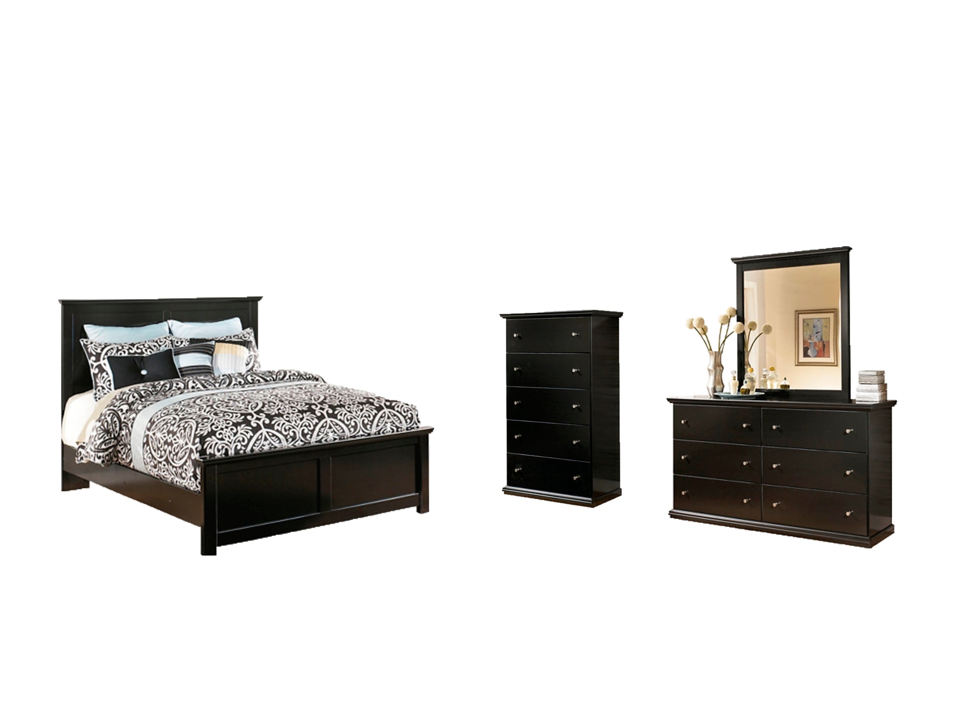Maribel Full Panel Bed with Mirrored Dresser and Chest Milwaukee Furniture of Chicago - Furniture Store in Chicago Serving Humbolt Park, Roscoe Village, Avondale, & Homan Square