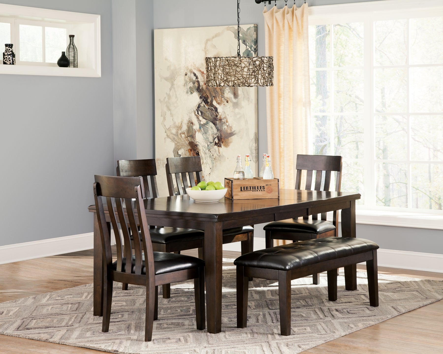 Haddigan Dining Table and 4 Chairs and Bench Milwaukee Furniture of Chicago - Furniture Store in Chicago Serving Humbolt Park, Roscoe Village, Avondale, & Homan Square