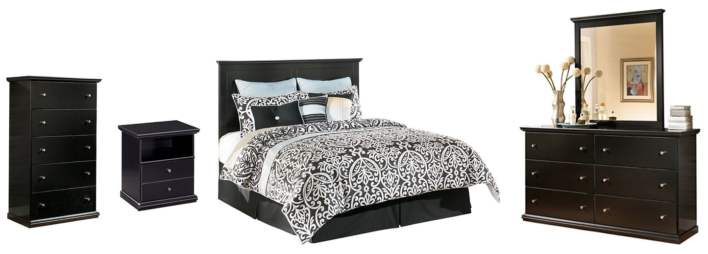 Maribel King/California King Panel Headboard with Mirrored Dresser, Chest and Nightstand Milwaukee Furniture of Chicago - Furniture Store in Chicago Serving Humbolt Park, Roscoe Village, Avondale, & Homan Square