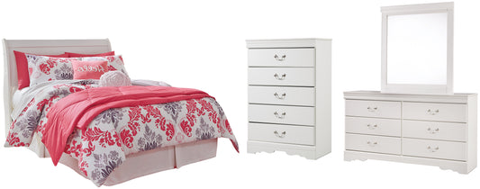Anarasia Full Sleigh Headboard with Mirrored Dresser and Chest Milwaukee Furniture of Chicago - Furniture Store in Chicago Serving Humbolt Park, Roscoe Village, Avondale, & Homan Square