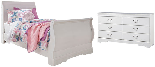 Anarasia Twin Sleigh Bed with Dresser Milwaukee Furniture of Chicago - Furniture Store in Chicago Serving Humbolt Park, Roscoe Village, Avondale, & Homan Square