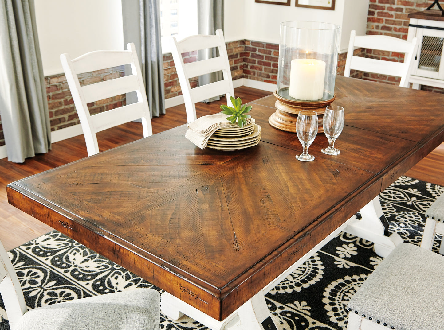 Valebeck Dining Table and 6 Chairs Milwaukee Furniture of Chicago - Furniture Store in Chicago Serving Humbolt Park, Roscoe Village, Avondale, & Homan Square