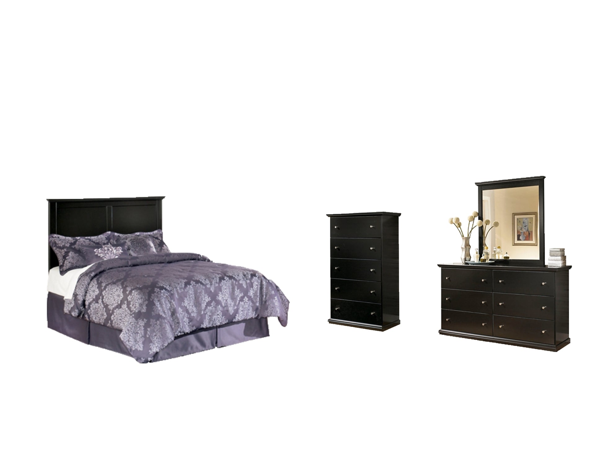 Maribel Full Panel Headboard with Mirrored Dresser and Chest Milwaukee Furniture of Chicago - Furniture Store in Chicago Serving Humbolt Park, Roscoe Village, Avondale, & Homan Square