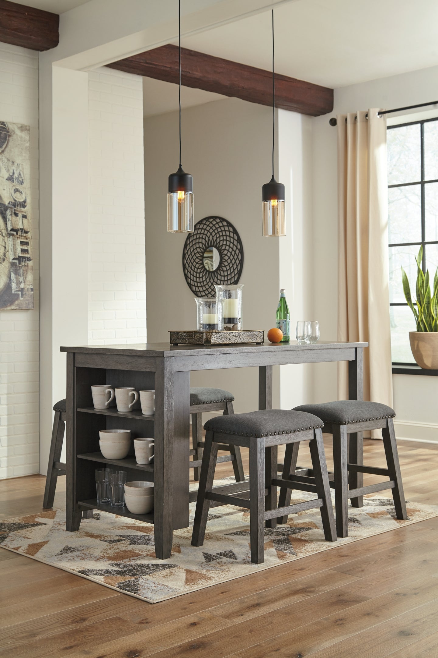 Caitbrook Counter Height Dining Table and 4 Barstools Milwaukee Furniture of Chicago - Furniture Store in Chicago Serving Humbolt Park, Roscoe Village, Avondale, & Homan Square