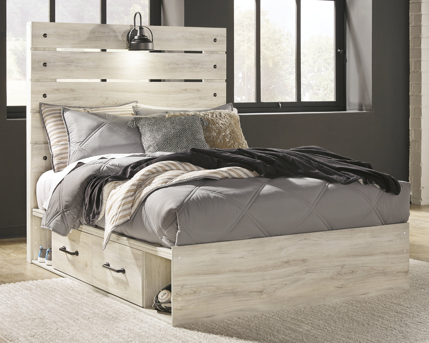 Cambeck Full Panel Bed with 4 Storage Drawers with Mirrored Dresser and Chest Milwaukee Furniture of Chicago - Furniture Store in Chicago Serving Humbolt Park, Roscoe Village, Avondale, & Homan Square