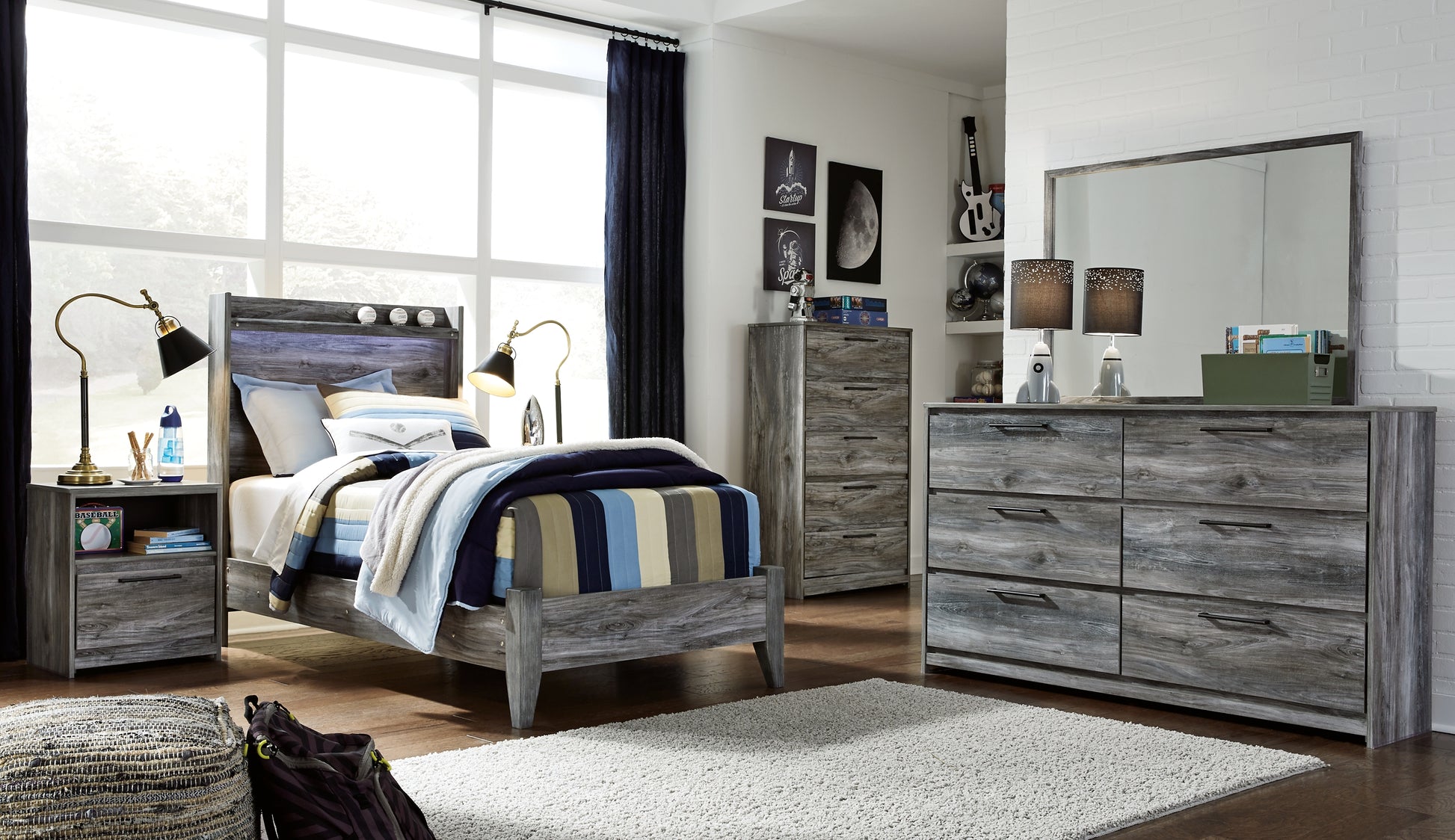 Baystorm Twin Panel Bed with Dresser Milwaukee Furniture of Chicago - Furniture Store in Chicago Serving Humbolt Park, Roscoe Village, Avondale, & Homan Square
