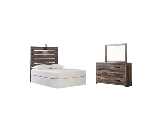 Drystan Twin Panel Headboard with Mirrored Dresser Milwaukee Furniture of Chicago - Furniture Store in Chicago Serving Humbolt Park, Roscoe Village, Avondale, & Homan Square