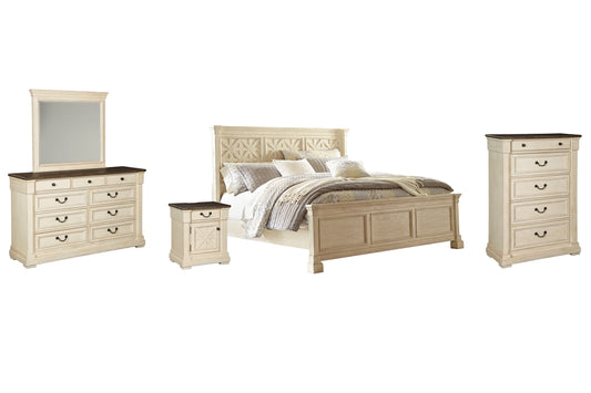 Bolanburg Queen Panel Bed with Mirrored Dresser, Chest and Nightstand Milwaukee Furniture of Chicago - Furniture Store in Chicago Serving Humbolt Park, Roscoe Village, Avondale, & Homan Square