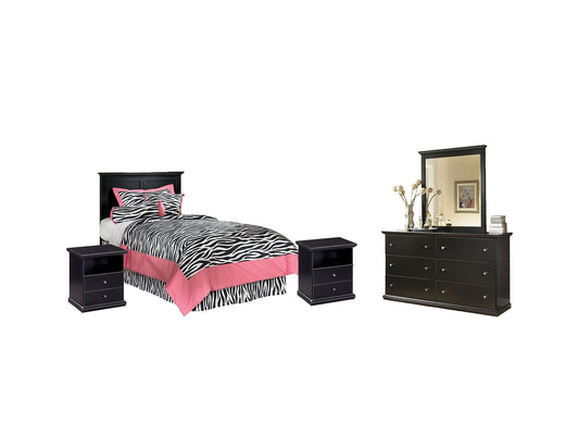 Maribel Twin Panel Headboard with Mirrored Dresser and 2 Nightstands Milwaukee Furniture of Chicago - Furniture Store in Chicago Serving Humbolt Park, Roscoe Village, Avondale, & Homan Square