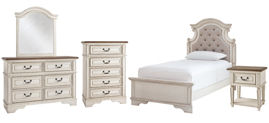 Realyn Twin Panel Bed with Mirrored Dresser, Chest and Nightstand Milwaukee Furniture of Chicago - Furniture Store in Chicago Serving Humbolt Park, Roscoe Village, Avondale, & Homan Square