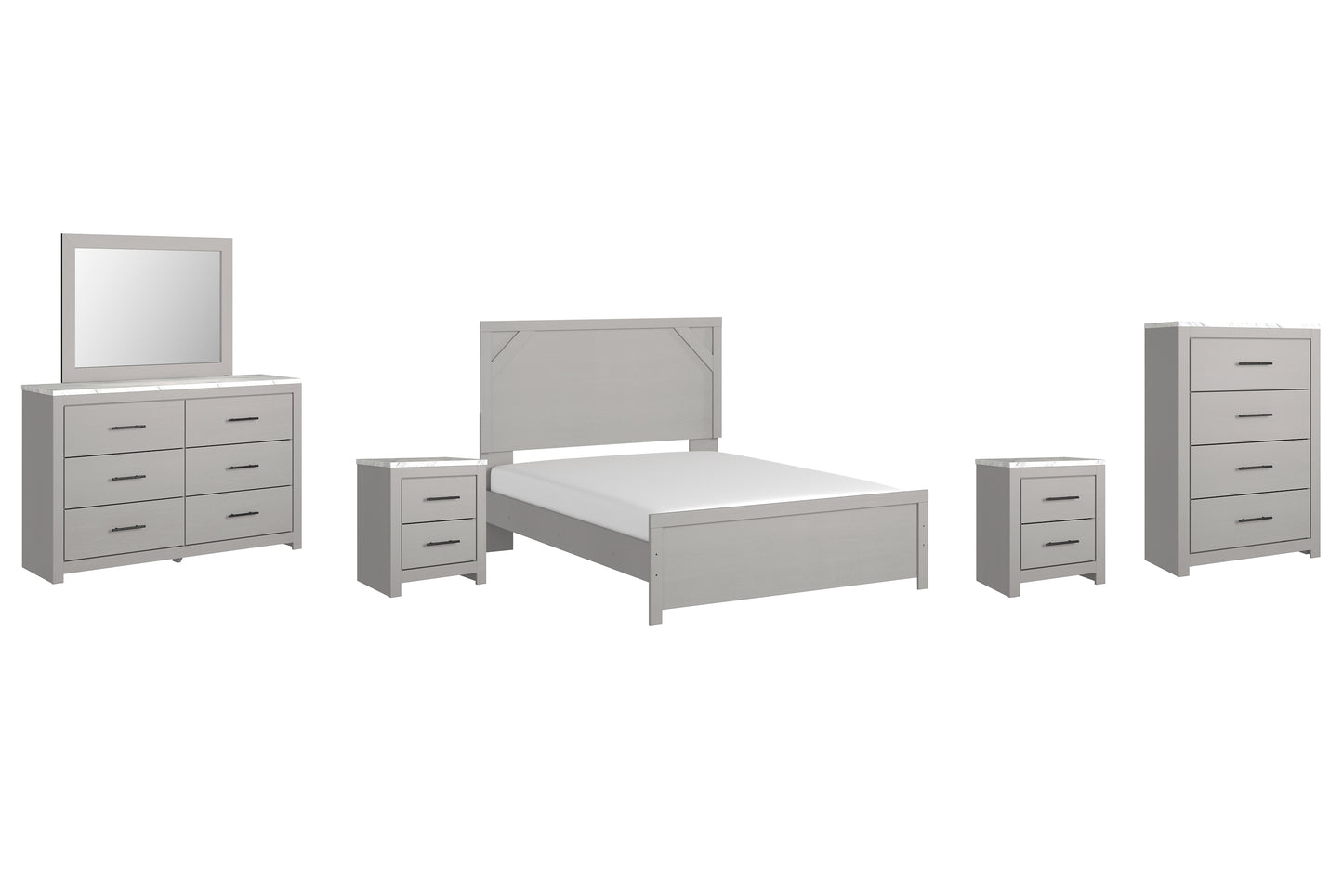 Cottonburg Queen Panel Bed with Mirrored Dresser, Chest and 2 Nightstands Milwaukee Furniture of Chicago - Furniture Store in Chicago Serving Humbolt Park, Roscoe Village, Avondale, & Homan Square