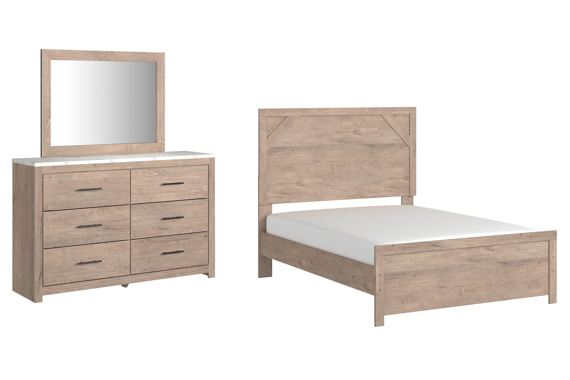 Senniberg Full Panel Bed with Mirrored Dresser Milwaukee Furniture of Chicago - Furniture Store in Chicago Serving Humbolt Park, Roscoe Village, Avondale, & Homan Square
