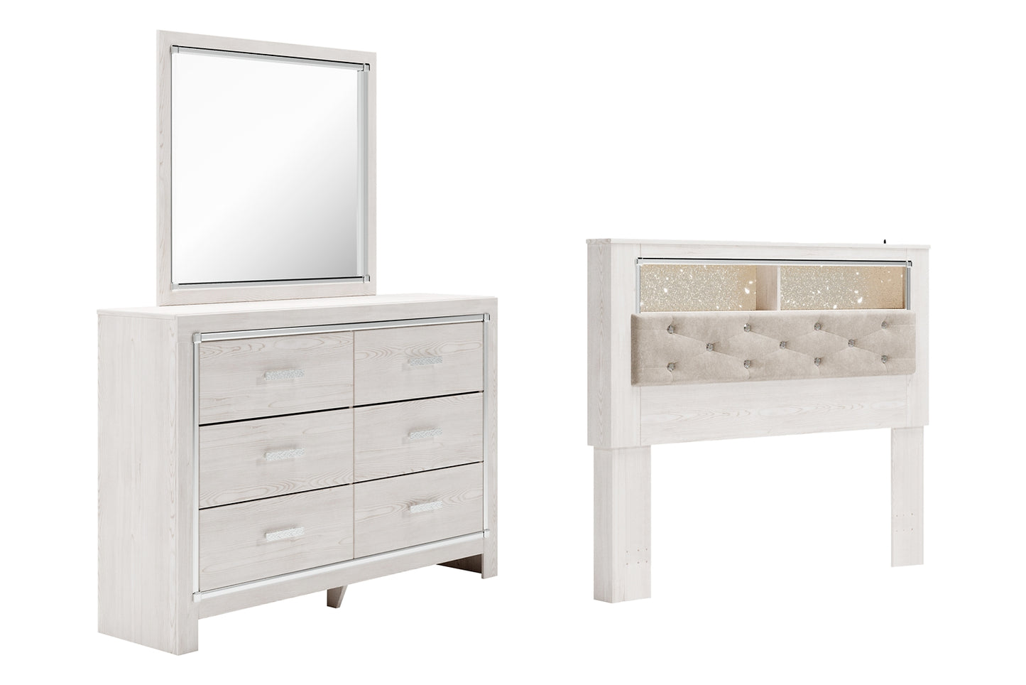 Altyra Queen Bookcase Headboard with Mirrored Dresser Milwaukee Furniture of Chicago - Furniture Store in Chicago Serving Humbolt Park, Roscoe Village, Avondale, & Homan Square