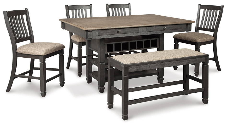 Tyler Creek Counter Height Dining Table and 4 Barstools and Bench Milwaukee Furniture of Chicago - Furniture Store in Chicago Serving Humbolt Park, Roscoe Village, Avondale, & Homan Square