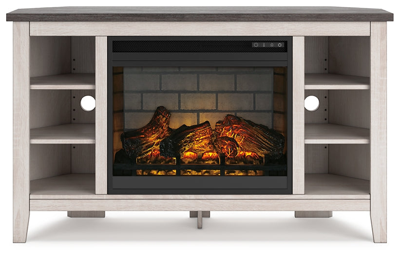 Dorrinson Corner TV Stand with Electric Fireplace Milwaukee Furniture of Chicago - Furniture Store in Chicago Serving Humbolt Park, Roscoe Village, Avondale, & Homan Square