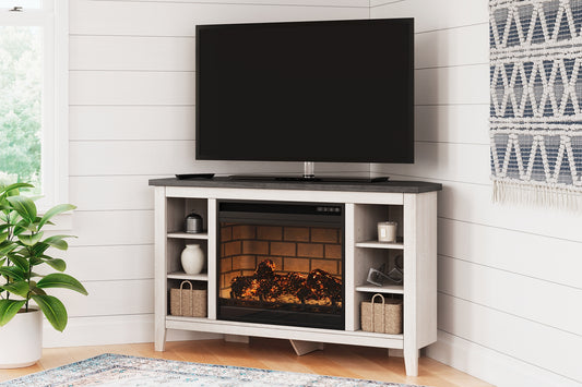 Dorrinson Corner TV Stand with Electric Fireplace Milwaukee Furniture of Chicago - Furniture Store in Chicago Serving Humbolt Park, Roscoe Village, Avondale, & Homan Square