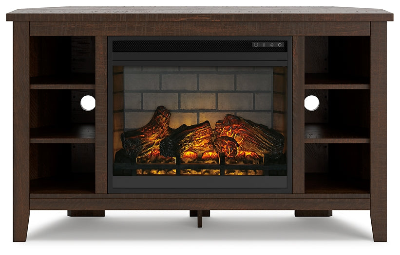 Camiburg Corner TV Stand with Electric Fireplace Milwaukee Furniture of Chicago - Furniture Store in Chicago Serving Humbolt Park, Roscoe Village, Avondale, & Homan Square