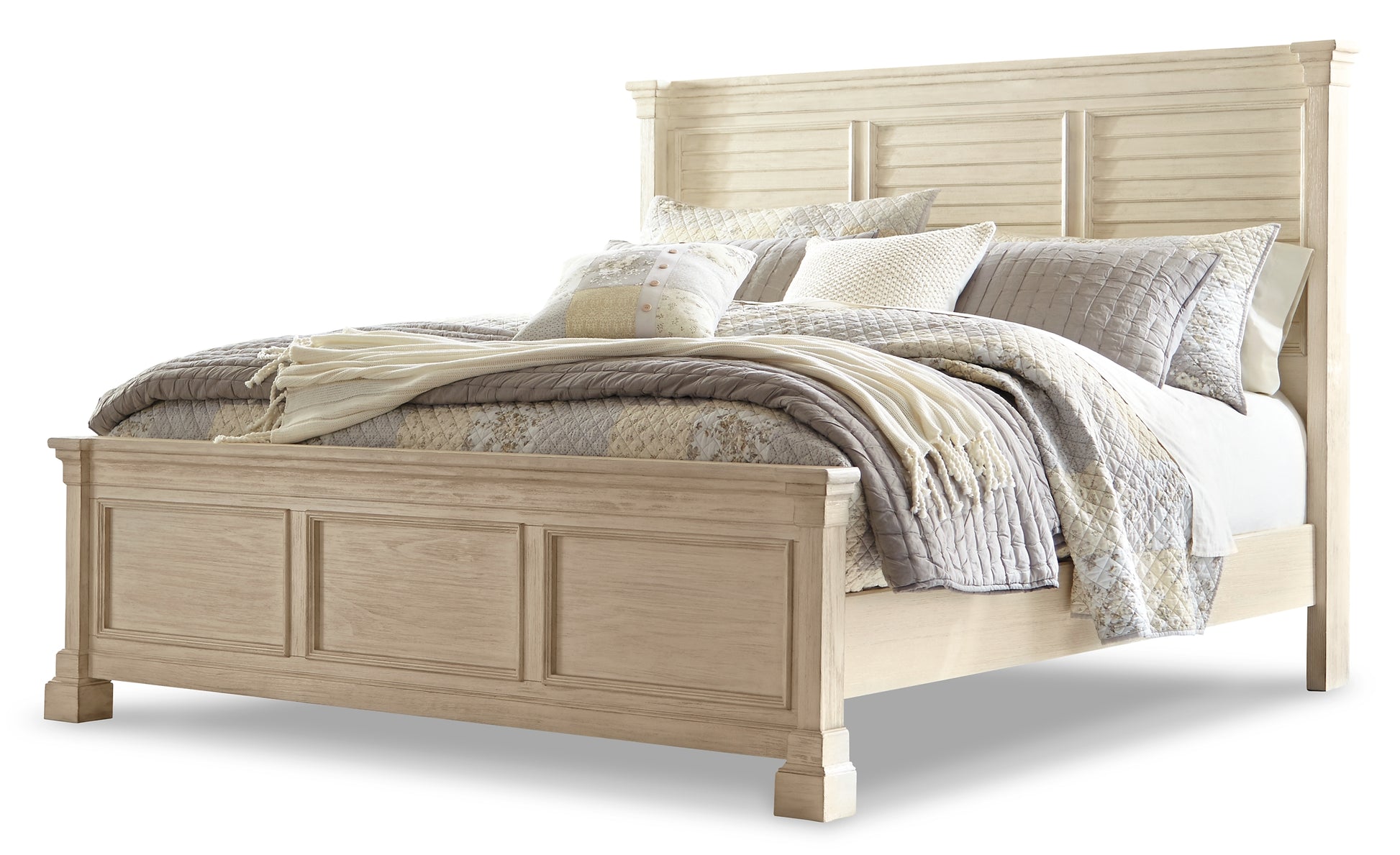 Bolanburg King Panel Bed with Mirrored Dresser Milwaukee Furniture of Chicago - Furniture Store in Chicago Serving Humbolt Park, Roscoe Village, Avondale, & Homan Square