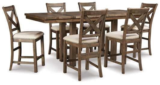 Moriville Counter Height Dining Table and 6 Barstools Milwaukee Furniture of Chicago - Furniture Store in Chicago Serving Humbolt Park, Roscoe Village, Avondale, & Homan Square