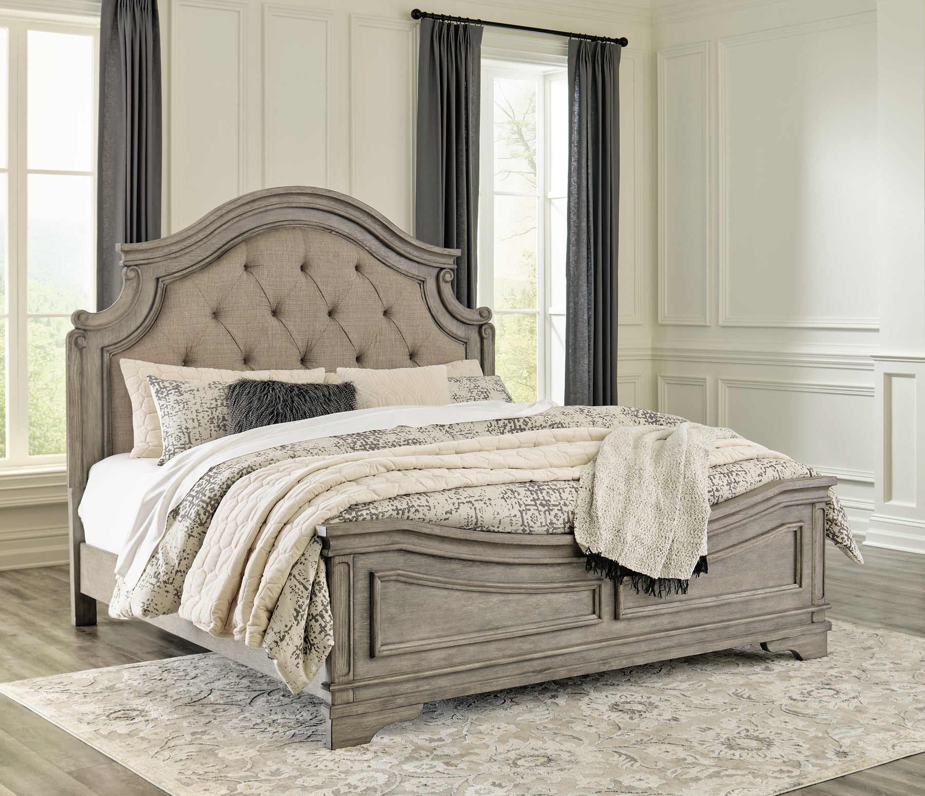 Lodenbay California King Panel Bed with Mirrored Dresser, Chest and Nightstand Milwaukee Furniture of Chicago - Furniture Store in Chicago Serving Humbolt Park, Roscoe Village, Avondale, & Homan Square