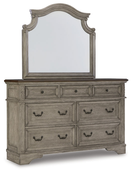 Lodenbay California King Panel Bed with Mirrored Dresser and Chest Milwaukee Furniture of Chicago - Furniture Store in Chicago Serving Humbolt Park, Roscoe Village, Avondale, & Homan Square