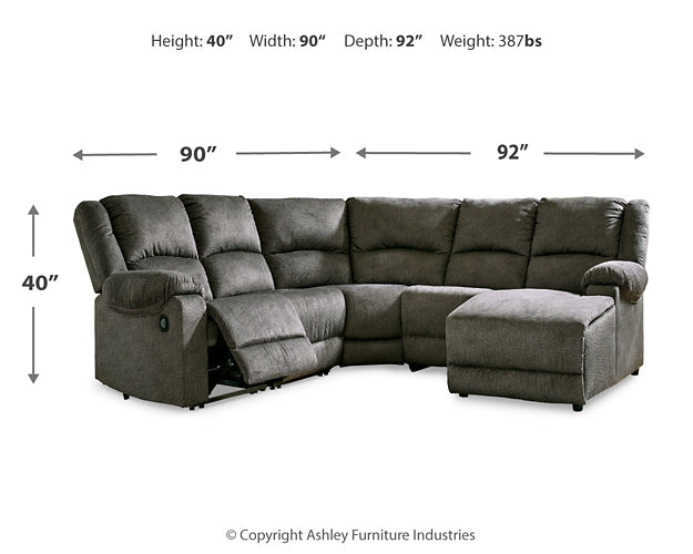 Benlocke 5-Piece Reclining Sectional with Chaise Milwaukee Furniture of Chicago - Furniture Store in Chicago Serving Humbolt Park, Roscoe Village, Avondale, & Homan Square