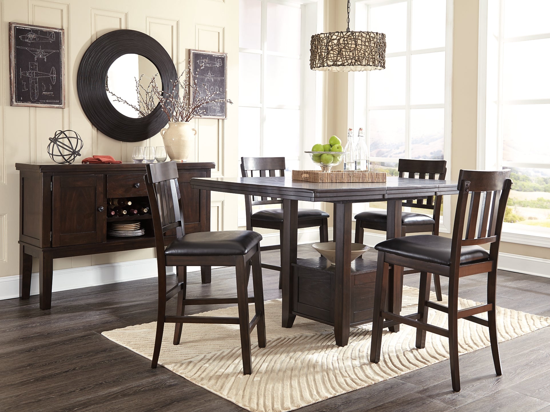 Haddigan Counter Height Dining Table and 4 Barstools with Storage Milwaukee Furniture of Chicago - Furniture Store in Chicago Serving Humbolt Park, Roscoe Village, Avondale, & Homan Square