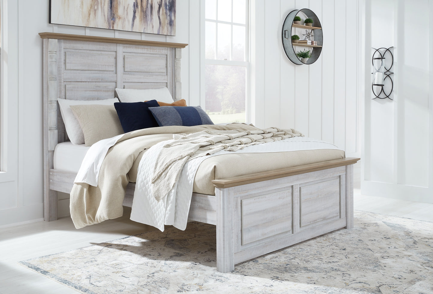 Haven Bay Queen Panel Bed with Mirrored Dresser, Chest and 2 Nightstands Milwaukee Furniture of Chicago - Furniture Store in Chicago Serving Humbolt Park, Roscoe Village, Avondale, & Homan Square