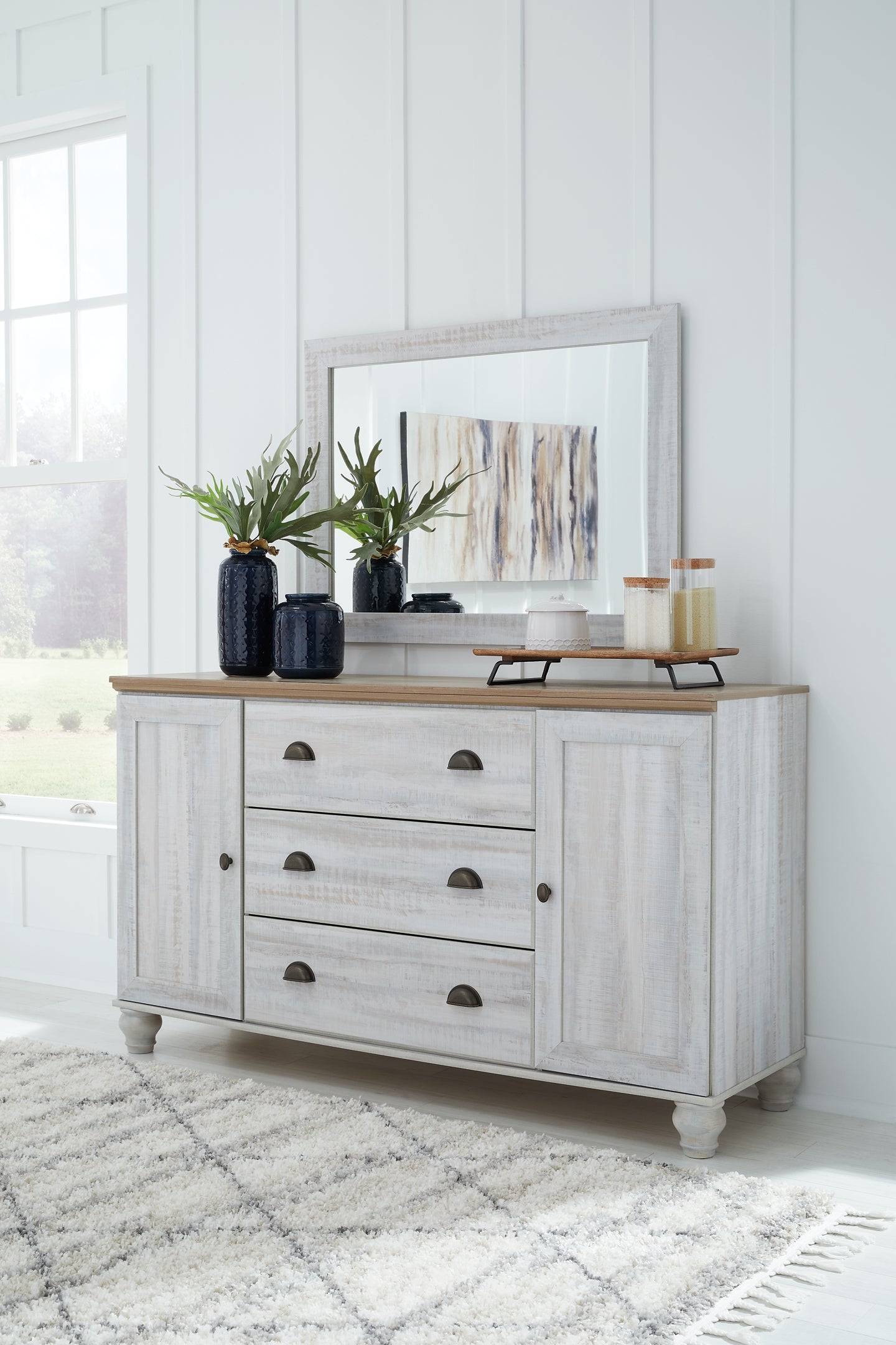 Haven Bay King Panel Bed with Mirrored Dresser, Chest and 2 Nightstands Milwaukee Furniture of Chicago - Furniture Store in Chicago Serving Humbolt Park, Roscoe Village, Avondale, & Homan Square