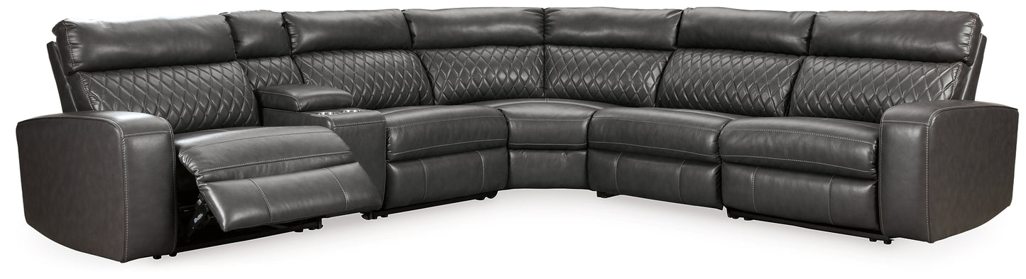Samperstone 6-Piece Power Reclining Sectional Milwaukee Furniture of Chicago - Furniture Store in Chicago Serving Humbolt Park, Roscoe Village, Avondale, & Homan Square