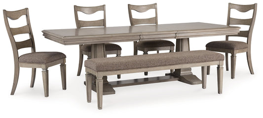 Lexorne Dining Table and 4 Chairs and Bench Milwaukee Furniture of Chicago - Furniture Store in Chicago Serving Humbolt Park, Roscoe Village, Avondale, & Homan Square