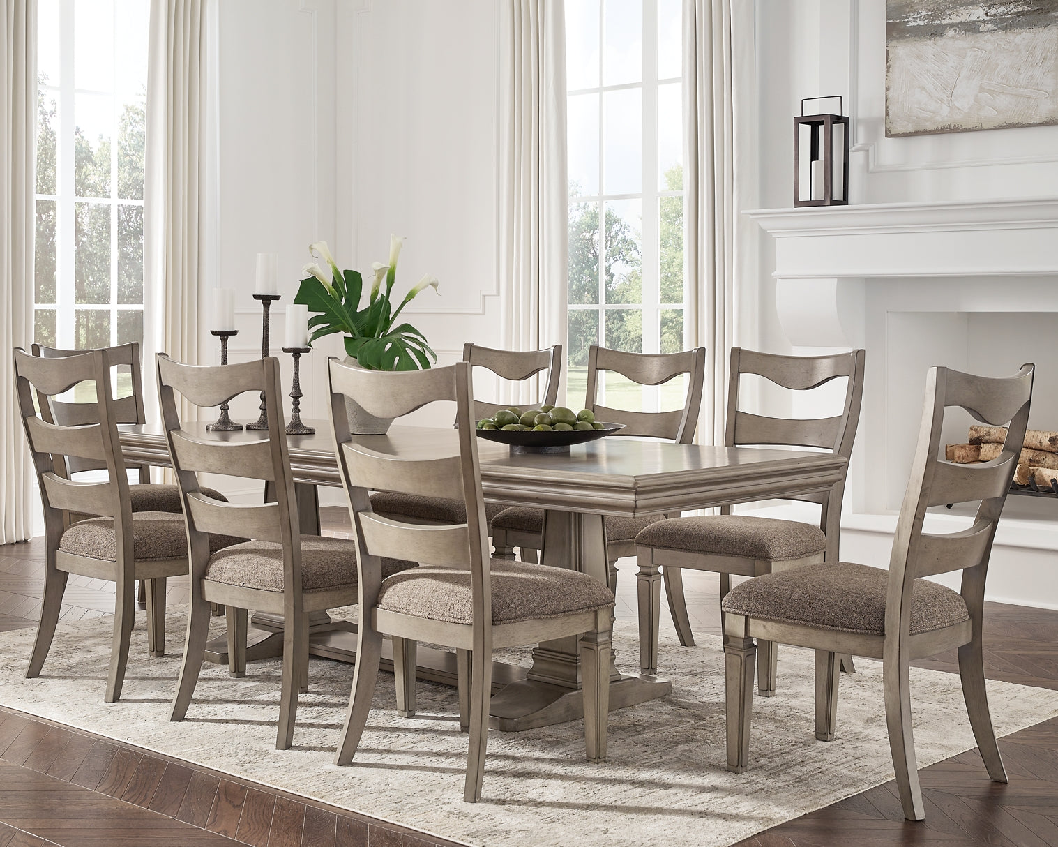 Lexorne Dining Table and 8 Chairs Milwaukee Furniture of Chicago - Furniture Store in Chicago Serving Humbolt Park, Roscoe Village, Avondale, & Homan Square