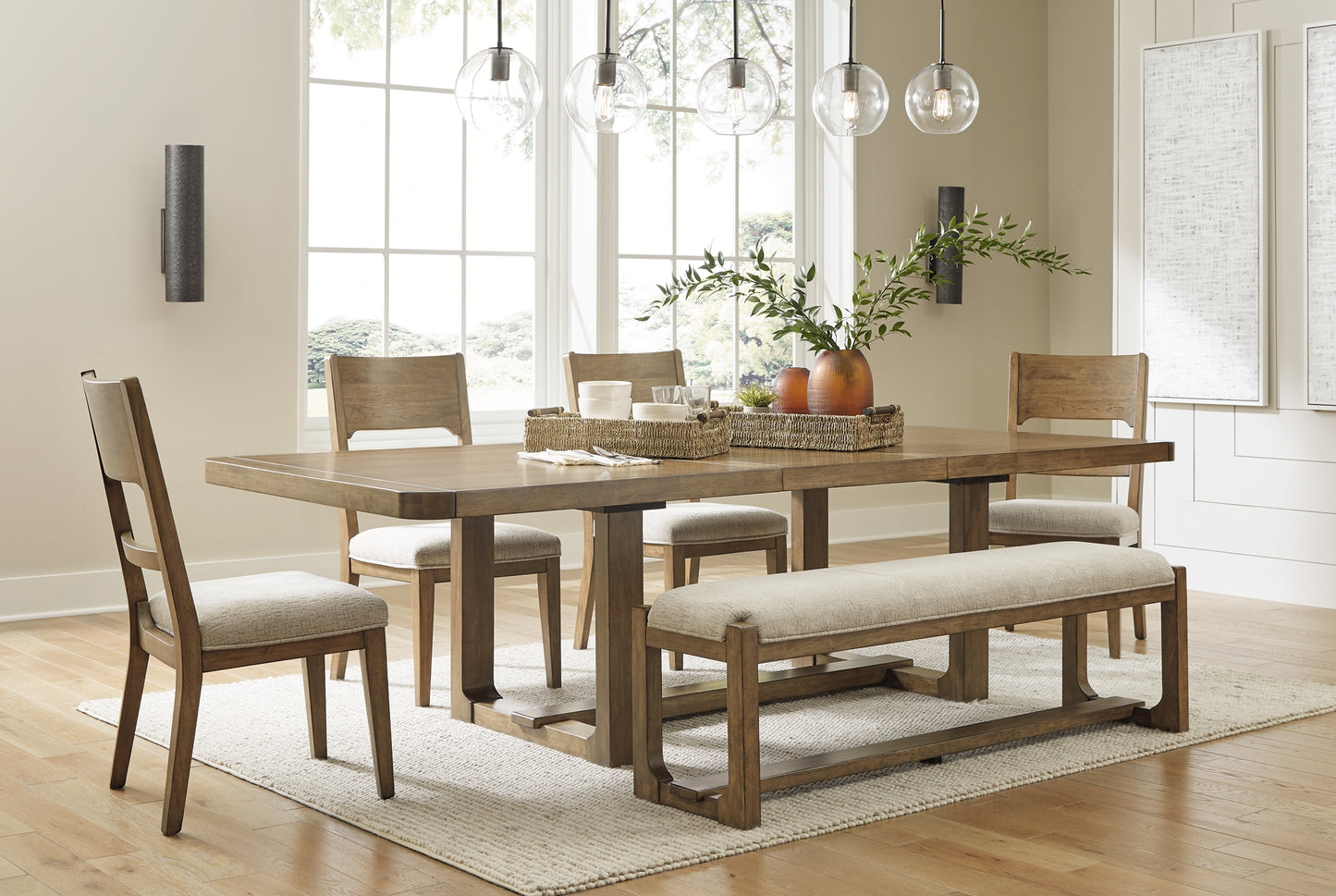 Cabalynn Dining Table and 4 Chairs and Bench Milwaukee Furniture of Chicago - Furniture Store in Chicago Serving Humbolt Park, Roscoe Village, Avondale, & Homan Square