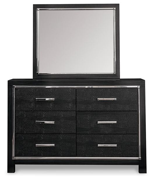 Kaydell Queen Upholstered Panel Storage Bed with Mirrored Dresser Milwaukee Furniture of Chicago - Furniture Store in Chicago Serving Humbolt Park, Roscoe Village, Avondale, & Homan Square