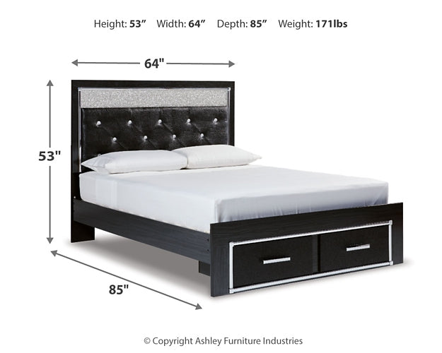 Kaydell Queen Upholstered Panel Storage Bed with Mirrored Dresser Milwaukee Furniture of Chicago - Furniture Store in Chicago Serving Humbolt Park, Roscoe Village, Avondale, & Homan Square